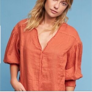 Anthropologie Holdig Horses rust blouse